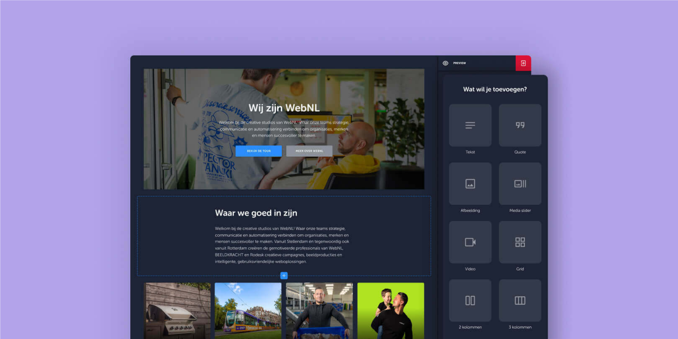 Voorbeeld van het BASE CMS